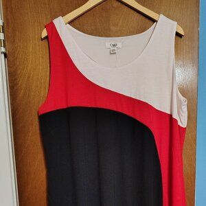 Cato Sleeveless Knee-length Dress, 18/20W, Black, White, Red